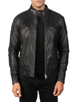 Mens Black Cafe Racer Jacket Main