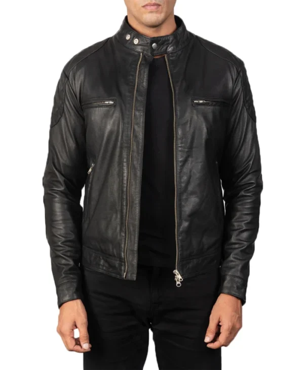 Mens Black Cafe Racer Jacket Main