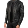 Mens Black Cafe Racer Jacket Side