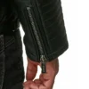 Mens Black Cafe Racer Leather Jacket Cuffs