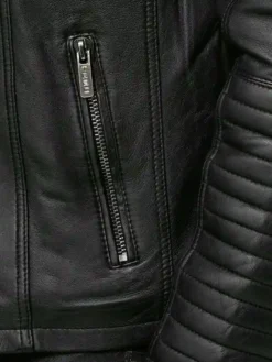 Mens Black Cafe Racer Leather Jacket Sleeves
