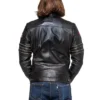 Mens Black Cafe Racer Leather Moto Jacket Back