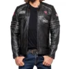 Mens Black Cafe Racer Leather Moto Jacket Main