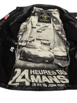 Mens Black Cafe Racer Leather Moto Jacket heures