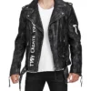 Mens Black Leather Biker Jacket 1