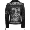 Mens Black Leather Biker Jacket Belted