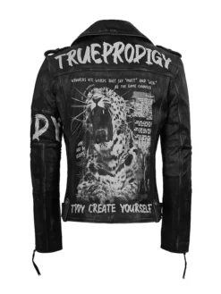 Mens Black Leather Biker Jacket Belted