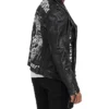 Mens Black Leather Biker Jacket Side