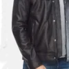 Mens Black Leather Moto Jacket Sleeves