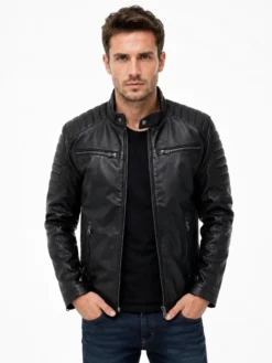 Shop Men's Black Leather Motorcycle Jacket For Sale
