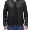 Mens Black Leather Motorcycle Jacket Main