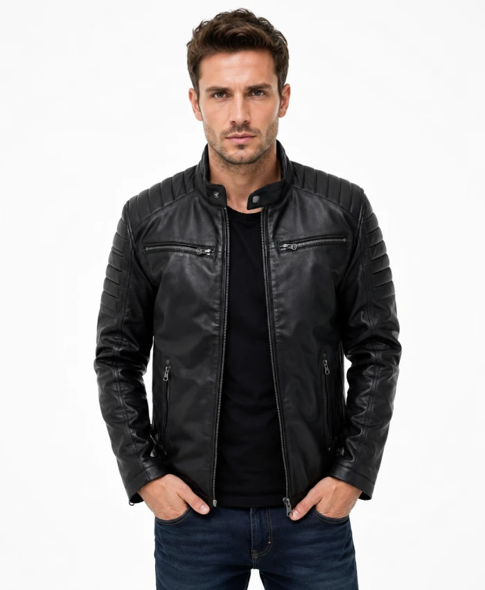 Shop Men's Black Leather Motorcycle Jacket For Sale