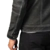 Mens Black Leather Vintage Motorcycle Jacket Cuffs