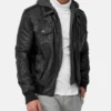 Mens Bomber Leather Jacket Front
