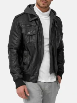 Mens Bomber Leather Jacket Front