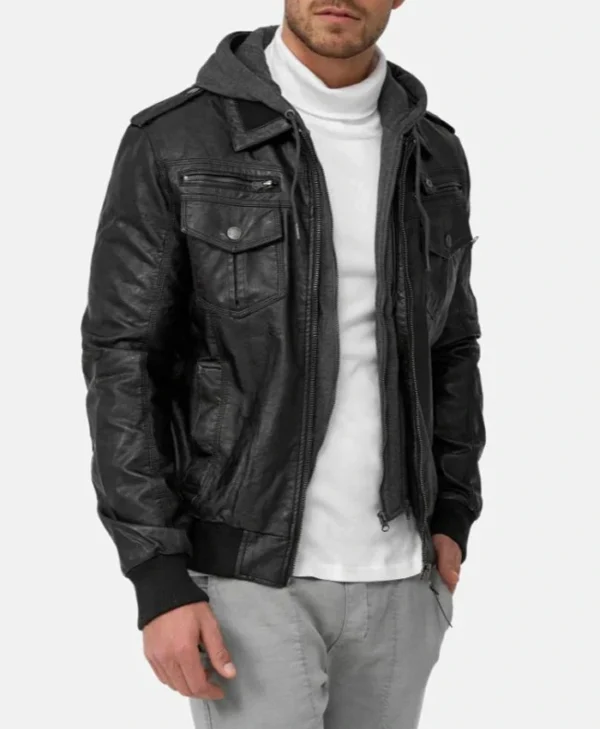 Mens Bomber Leather Jacket Front