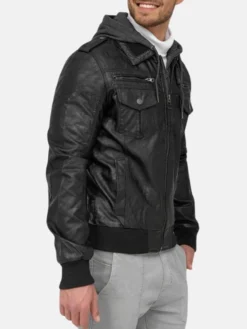 Mens Bomber Leather Jacket Side