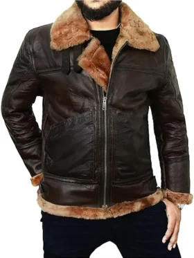Mens Brown B3 Leather Aviator Jacket Main
