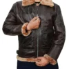 Mens Brown B3 Leather Aviator Jacket Zipper