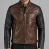 Mens Brown Cafe Motorcycle Jacket Helstons Cruiser Jacket