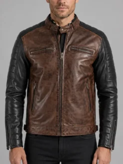Mens Brown Cafe Motorcycle Jacket Helstons Cruiser Jacket