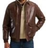 Mens Brown Leather Bomber Jacket