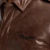 Mens Brown Leather Bomber Jacket Collar