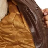 Mens Brown Leather Bomber Jacket Zipper