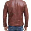 Men's Brown Leather Cafe Racer Jacket Back