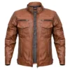 Men’s Cafe Racer Vintage Brown Leather Jacket