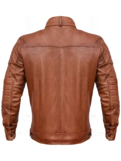 Mens Cafe Racer Vintage Brown Leather Jacket Back