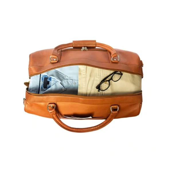 Mens Carry On Tan Duffle Bag For Traveling Open