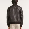 Men’s Classic Leather Brown Bomber Jacket Back