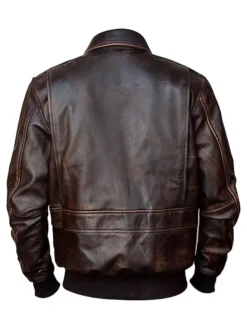 Mens Dark Brown A2 Leather Bomber Jacket Back