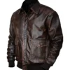 Mens Dark Brown A2 Leather Bomber Jacket Right