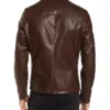 Mens Dark Brown Plain Cafe Motorcycle Jacket Back