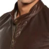 Mens Dark Brown Plain Cafe Motorcycle Jacket Snap