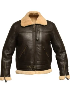 Mens Dark Brown RAF B3 Flight Bomber Jacket Closer