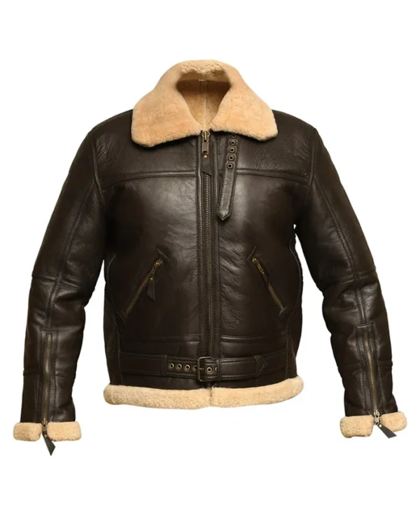 Men’s Dark Brown RAF B3 Flight Bomber Jacket Closer