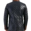 Mens Diamond Quilted Black Leather Jacket Back