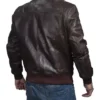 Mens Distressed A2 Brown Leather Bombardier Jacket Back