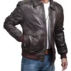 Mens Distressed A2 Brown Leather Bombardier Jacket Main