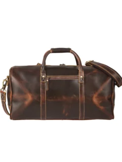 Mens Distressed Brown Casual Weekender Bag Front
