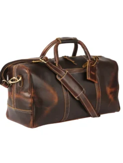 Mens Distressed Brown Casual Weekender Bag Main