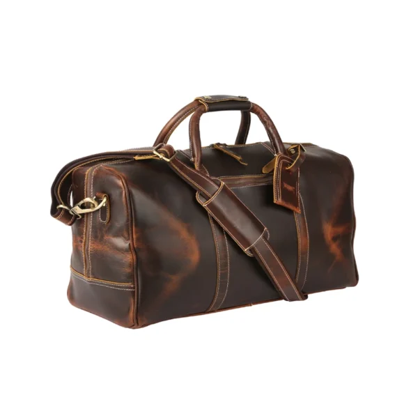 Mens Distressed Brown Casual Weekender Bag Main