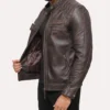 Mens Distressed Brown Leather Motorcycle Jacket Right