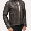 Mens Distressed Vintage Brown Leather Jacket Main