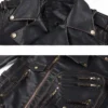 Mens Genuine Cowhide Leather Biker Jacket Black Style