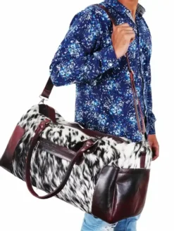 Mens Leather Weekender Cowhide Duffle Bag