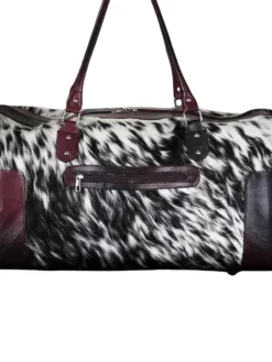 Mens Leather Weekender Cowhide Duffle Bag Front